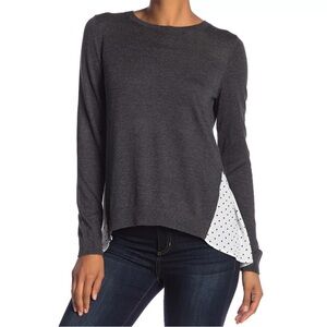 Susina Pullover Layered Knit Soft and Cozy Polka Dot Combo Sweater XL